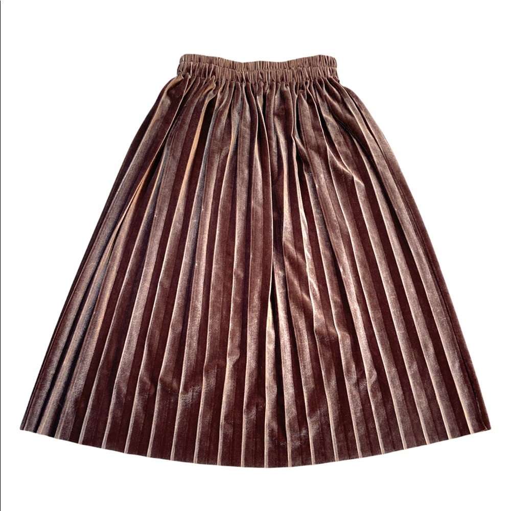 Velvet Pleated Midi Skirt